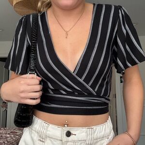 Striped Wrap Top